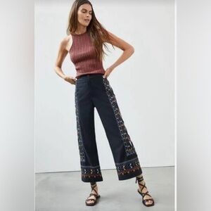 Anthropologie embroidered straight pants from Maiti.